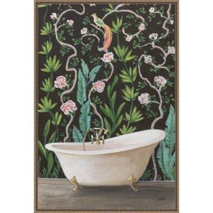 23"x33" Botanical Bath II by Julia Purinton Framed Canvas Wall Art Print Bronze - Amanti Art: Hand-Stretched, Lithograph, Polystyrene Frame - 1 of 4