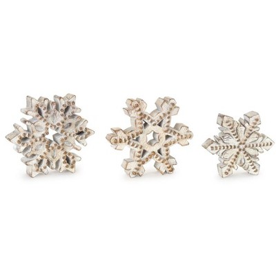 Beaded Wood Design Snowflake Decor (Set of 3)