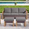POCASSY 75" Wide Outdoor Sofa Outdoor Furniture Sets, All-Weather Brown Wicker Rattan Outdoor Couch with Ottomans and Cushions for Porch Balcony - 2 of 4