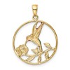 Black Bow Jewelry 14k Yellow Gold & Enamel 24mm Round Hummingbird & Flower Pendant - 3 of 4