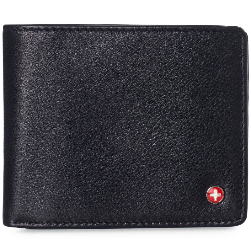 Alpine Swiss RFID Protected Mens Spencer Leather Wallet Bifold 2 ID Windows Divided Bill Section Comes in Gift Box, 1 of 7