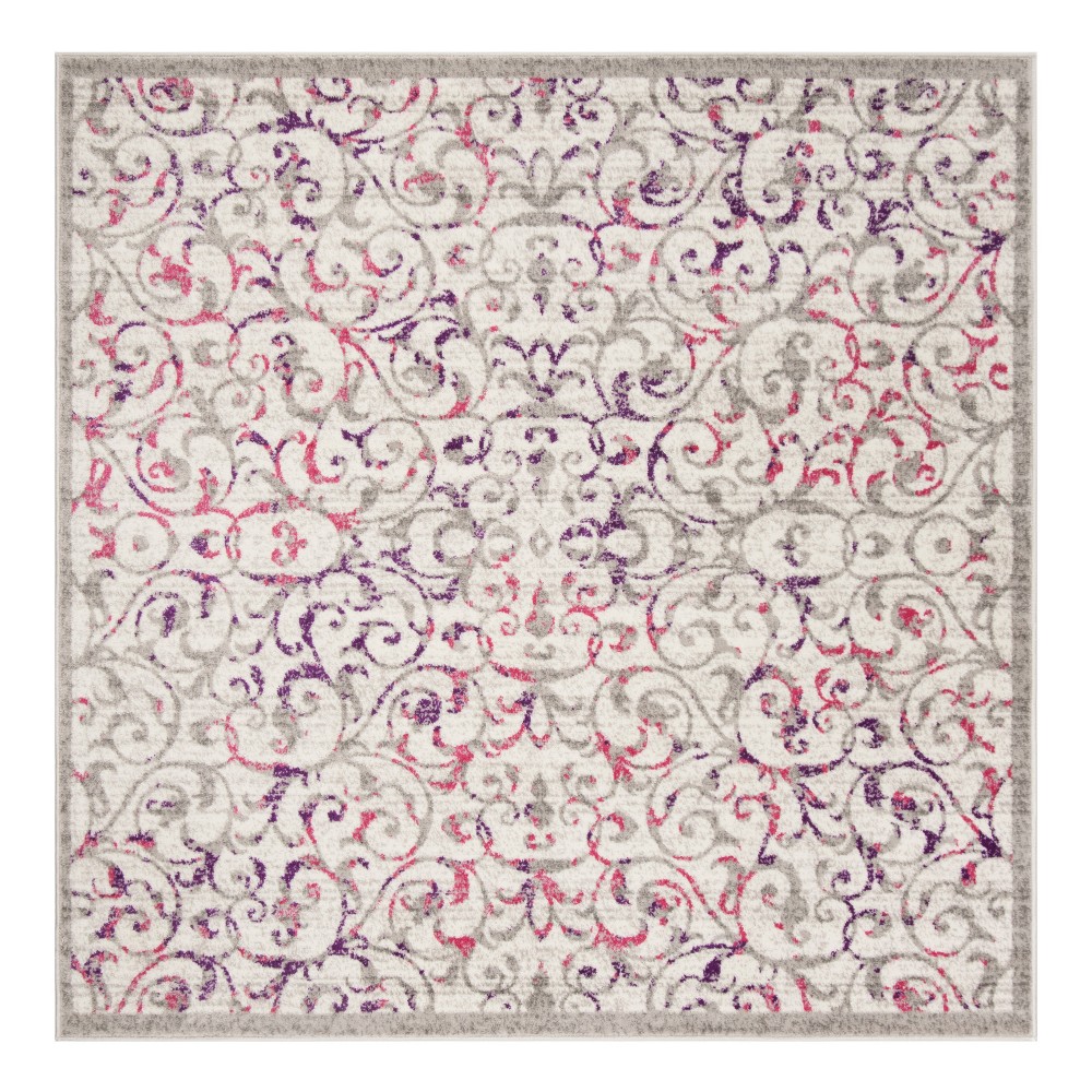 7'x7' Ivory/Pink Swirl Loomed Square Area Rug - Safavieh