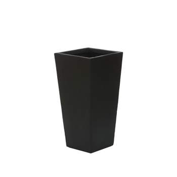 LuxenHome Square Tapered 18.5" H House Planters, Indoor & Outdoor Black