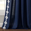 Luxury Modern Geo Linen Like Embroidery Border Window Curtain Panel Navy Single 52X84 - 3 of 4