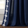 Luxury Modern Geo Linen Like Embroidery Border Window Curtain Panel Navy Single 52X84 - image 3 of 4