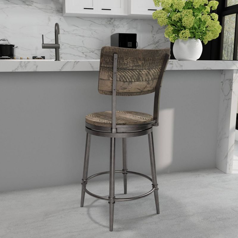 Jennings Wood and Metal Swivel Counter Height Barstool Rubbed Pewter Gray - Hillsdale Furniture, 3 of 14