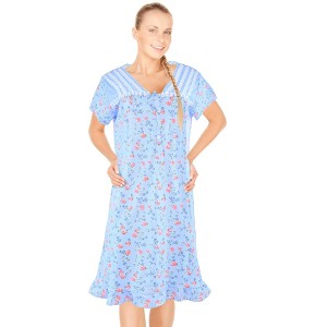 JEFFRICO Womens Nightgowns Short Sleeve Sleepwear Soft Pajama Dress Nightshirts - 1 of 4