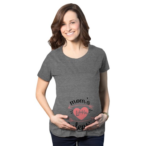 Maternity Moms Little Valentines Day Cute Announcement Baby Pregnancy T Shirt - Crazy Dog Maternity T Shirt - image 1 of 4