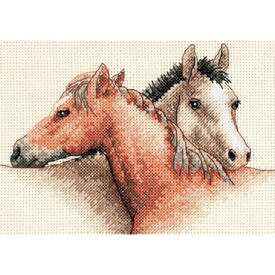 Dimensions Mini Counted Cross Stitch Kit 7"X5"-Horse Pals (14 Count)