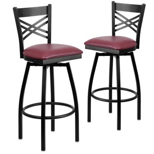 Emma and Oliver 2 Pack "X" Back Swivel Metal Barstool - 1 of 4