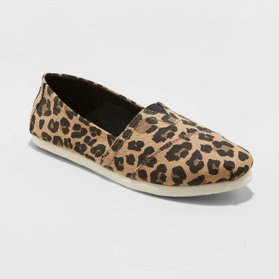 leopard print slip on canvas shoes