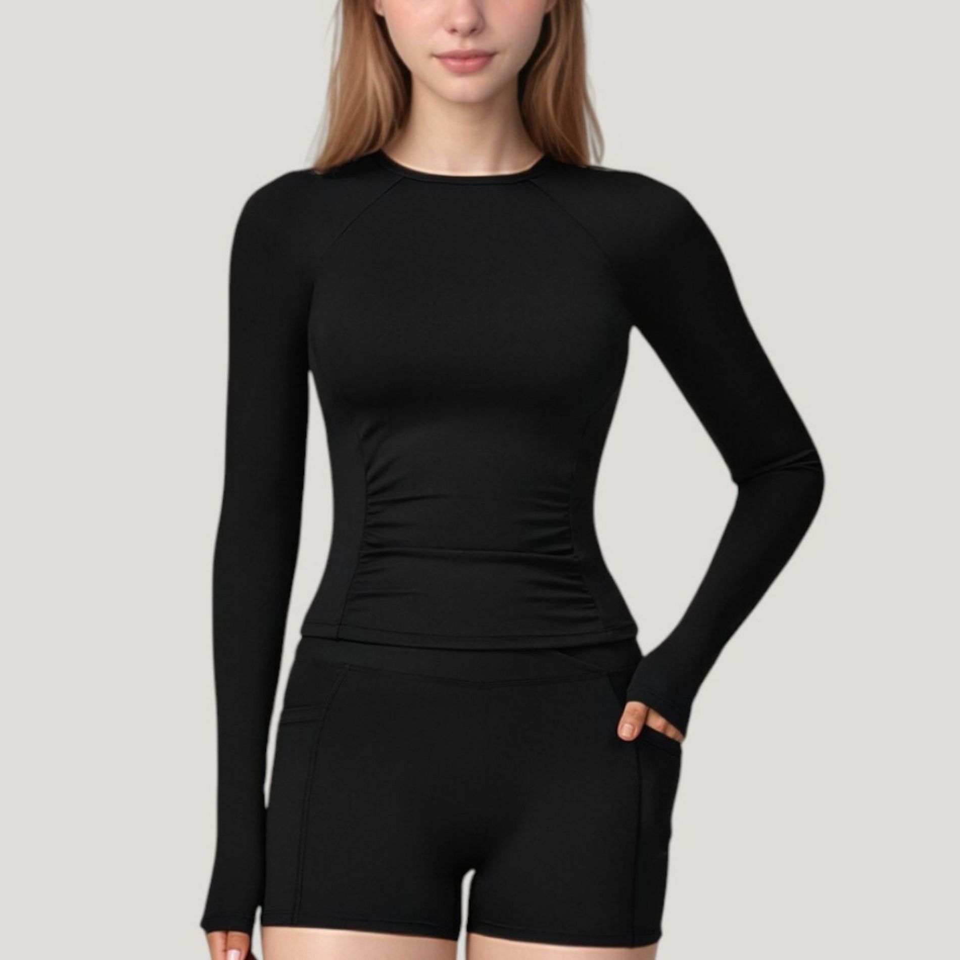 Anna-Kaci Active Women's Long Sleeve Crew Neck Activewear Top with Streamlined Fit and Lightweight Stretch Performance Fabric