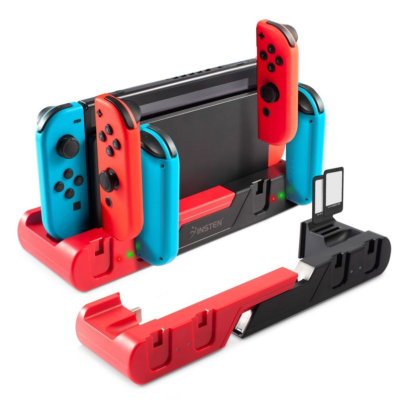 Insten Charging Dock Station for Nintendo Switch & OLED Model Joycon Controller Charger with USB Port, 2 Game Card Holder Slots, 1 of 10
