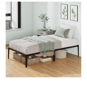 14 Inch Twin/Full/Queen Size Matte Black Metal Bed Frame No Box Spring Needed Easy Assembly Storage Space Under Beds - 1 of 4