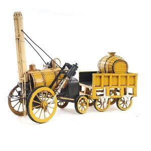 Vintage Steam Locomotive Model 12.5" H – Yellow Iron Train Replica – 1829 Design By Old Modern Handicrafts - 1 of 4