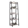 TOAOTBNBO Tall Leaning-Ladder Bookcases, 5 Tier Freestanding Modern Shelves with Metal Legs Corner Home Bookshelves for Decoration, Black - 2 of 4