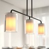 DORESshop 32.2 in. 3-Light Black Kitchen Island Pendant Light Fixture with Double-Layer Cylinder Shades, E26 Base, Bulbs Not Included - 2 of 4