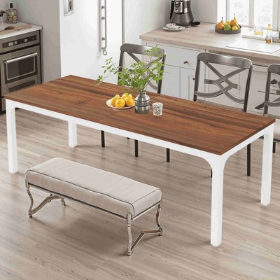 Lirago Rectangle Office Dining Table 78.7" Large Desktop Sturdy MDF Board Heavy Duty Iron Pipe Legs Industrial Style Brown