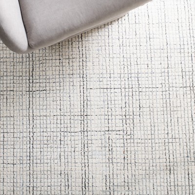 Ivory and Grey Abstract Hand-Tufted Wool Area Rug, 8' x 10'