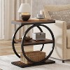 Tribesigns 3-Tier Narrow End Table, Wood Side Table with Black Metal Frames, Industrial Slim Nightstand and Bedside Table - 2 of 4