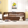 PAGED Twin Size Daybed Modern Simple Wooden Bed Frame with Trundle, Guardrail and Opening for Bedroom, Living - 2 of 4