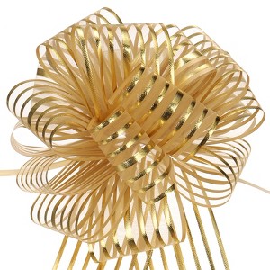 Unique Bargains Bright Metallic Gift Wrapping Large Pull Bow Ribbon for Wedding 5 Pcs - 1 of 4