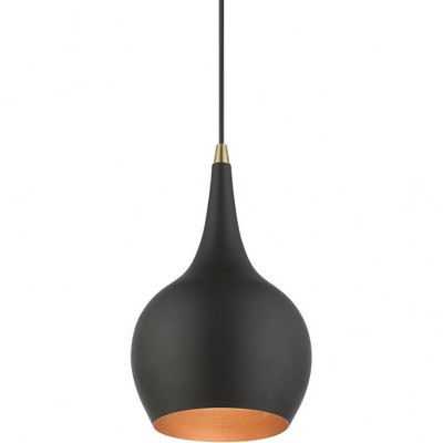 Andes Mini Pendant in Black and Antique Brass with Steel Shade