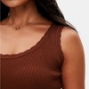 Knit & Lounge Women’s Ribbed Knit Tank Scallop Edge Sleeveless Pullover Stretch Fitted Casual Top - 3 of 4