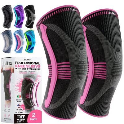 DR. BRACE® ELITE Knee Braces for Knee Pain, Compression Knee Sleeve with Side Stabilizers - 2 Pack