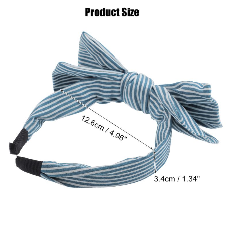 Unique Bargains Women's Double Bow Knot Fashion Stripe Pattern Headband 1.34 Inch Wide 1 Pc, 4 of 7