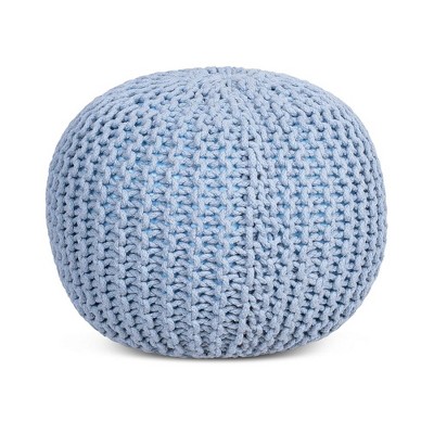 Birdrock Home Round Pouf Foot Stool Ottoman -soft Blue : Target