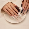 YEVYO Press on Nails Extra Long Coffin - French Rhinestone Bling Glossy for Women and Girls On Fake Nails - White - 10 Pcs - 2 of 4