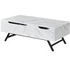 Throm White Faux Marble Grain Finish Coffee Table W/Lift Top - 4 of 4