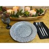 Essential Decor & Beyond 13" Silver Glass Charger with Flowery Modern Design Set of 4 - 2 of 2