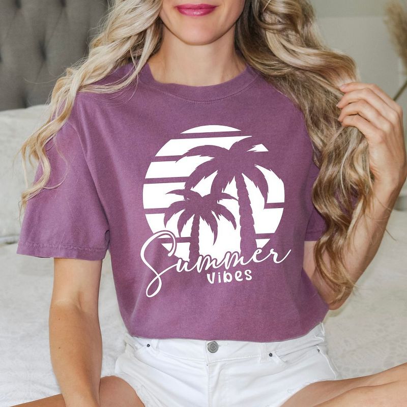 Simply Sage Market Women's Summer Vibes Palm Trees Short Sleeve Garment Dyed Tee, 3 of 4