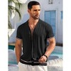 COOFANDY Men's Short Sleeve Knit Casual Button Down Shirt Vintage Striped Knitted Golf Beach Tops - 2 of 4