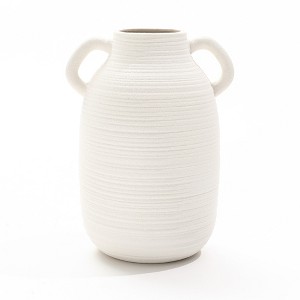 LuxenHome White Ceramic Jug 9.9-Inch Tall Round Vase - 1 of 4