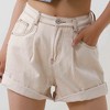 Women's Wide Leg Denim Shorts - Half Elastic Waist Casual Summer Shorts Cherie Code - 3 of 4
