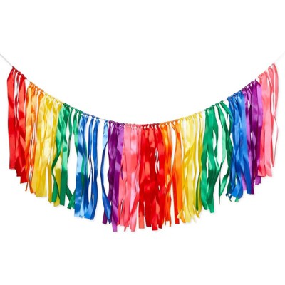 Sparkle and Bash 10 Foot Rainbow Birthday Decorations, Hanging Fringe Garland, Pride Theme Party Decorations, Rainbow Tassel Garland, 14 x 118 in