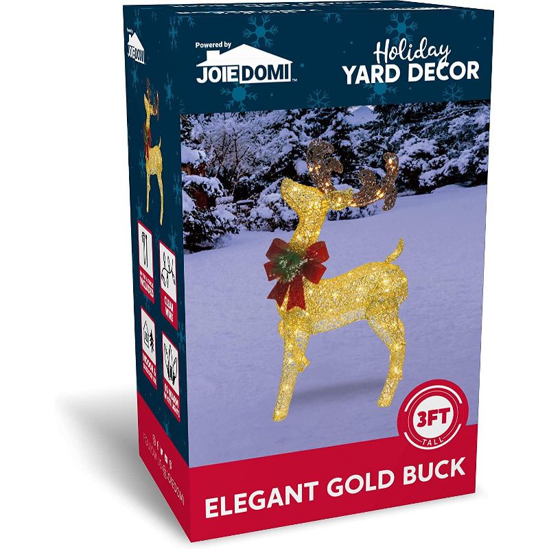 Joiedomi 3ft Gold Reindeer Buck Yard Light Christmas Outdoor Yard Garden Decorations, 5 of 6