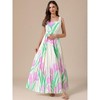 INSPIRE CHIC Women's Pleated Square Neck Sleeveless High Waist Casual Floral Flare A-Line Maxi Dress - 4 of 4