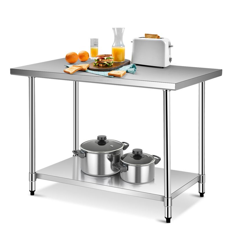 Costway 30" x 48" Commercial Kitchen Table Stainless Steel Food Prep & Work Table Silver, 1 of 10