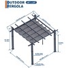 10x10 Ft Retractable Outdoor Pergola with Canopy, Upgraded Wood-Grain Aluminum Pergola, UV-Resistant Metal Shelter for Backyard, Patio, Porch - 3 of 4