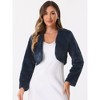 Allegra K Women's Cropped Open Front Collarless Faux Fur Jacket - 4 of 4