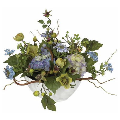 Nearly Natural Hydrangea Centerpiece Blue