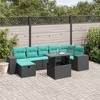 vidaXL 8 Piece Garden Sofa Set with Cushions Black Poly Rattan - Black - 2 of 4