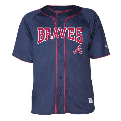 MLB Bent Atlanta Braves Mens Long Sleeve Button Up Collar Dress Shirt Size