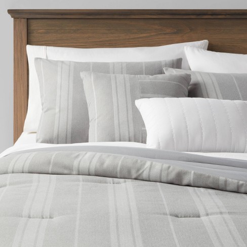 5pc King Reversible Heathered Herringbone Stripe Comforter Set Gray -  Threshold™ : Target