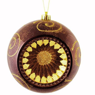 Northlight 8" Retro Reflector Shatterproof Christmas Ball Ornament - Brown