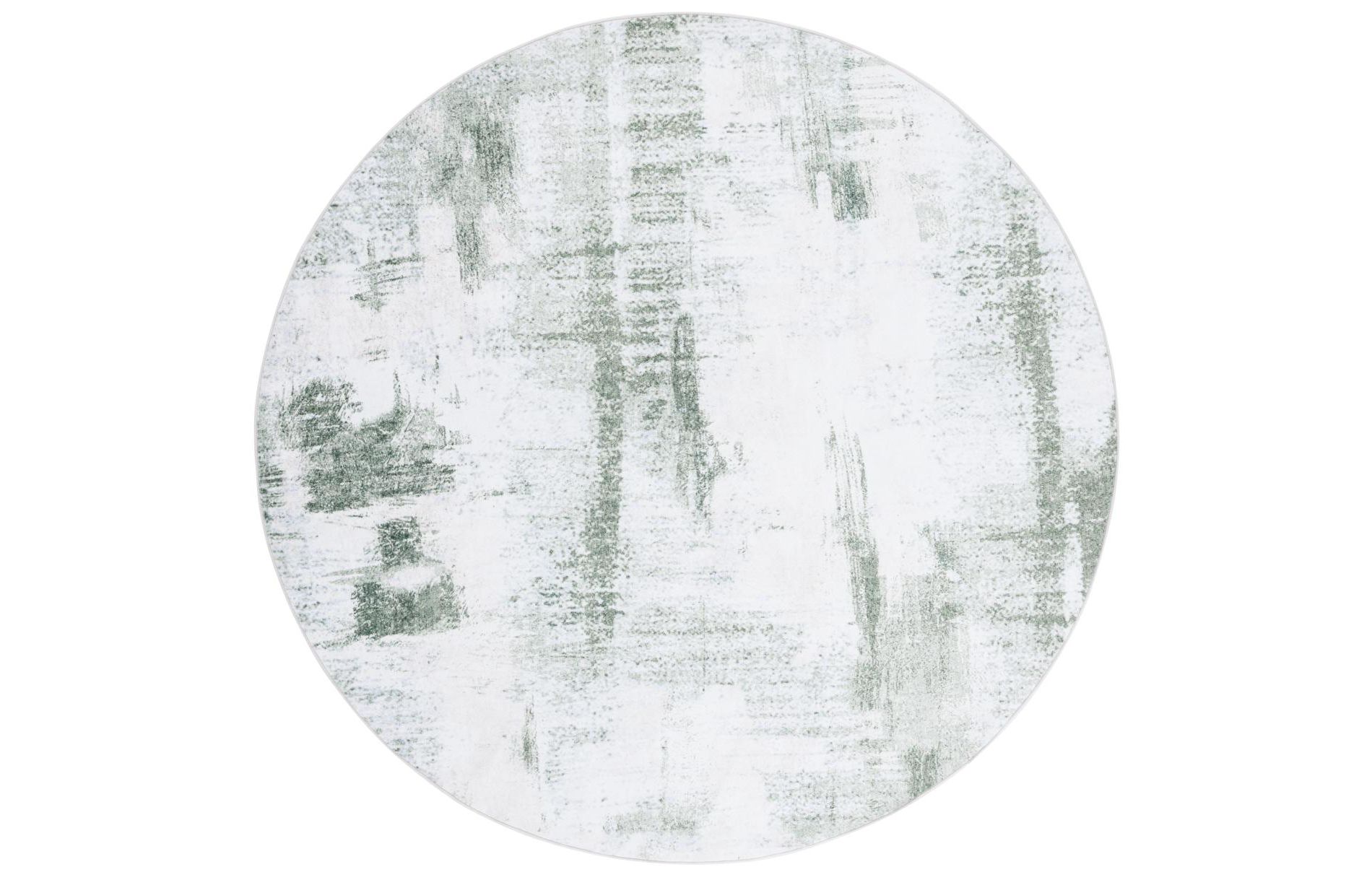 Santa Monica STM312 Machine Washable Skid-Resistant Power Loomed Indoor Area Rug - Ivory/Green - 6' Round - Safavieh